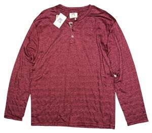 NWT PX Clothing Knit Long Sleeve Henley Burgundy 2XL